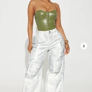 White and Silver Cargo Pants